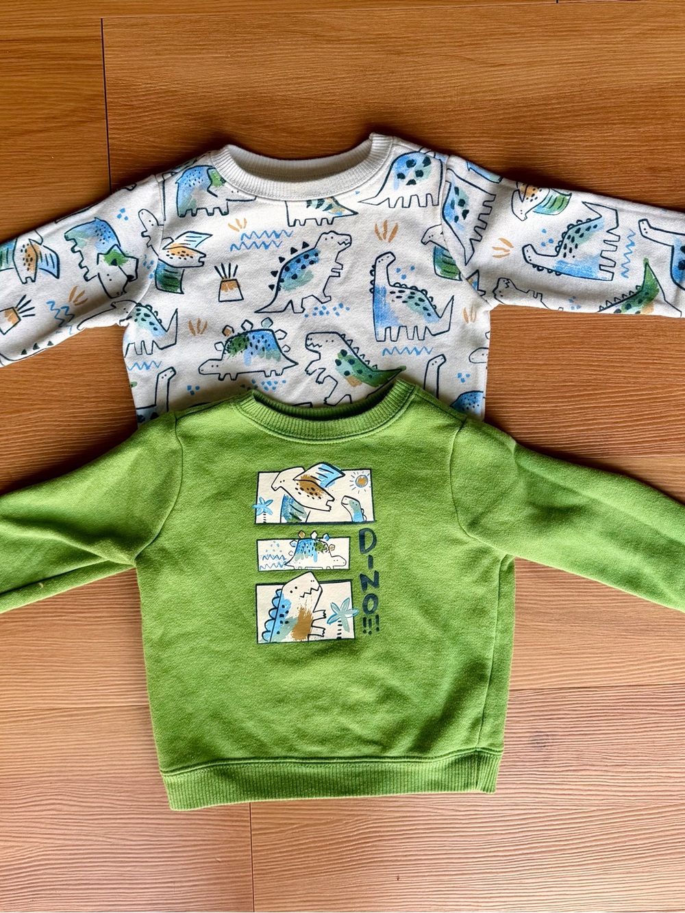 Garanimals Green Dino Pullover & White Dinosaur Print Sweatshirt Set